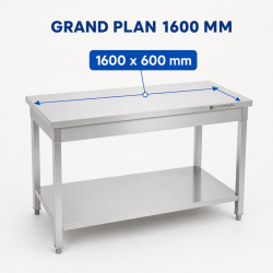Table Inox 1600 x 600 mm avec Étagère Basse — AISI 201