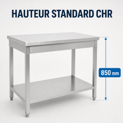 Table Inox 1600 x 600 mm avec Étagère Basse — AISI 201