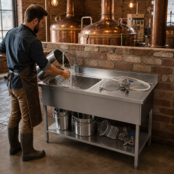 Stainless Steel Sink 1 Bowl 1200x600 mm, Right Drainer, Backsplash