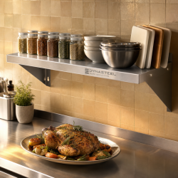 Stainless Steel Wall Shelf 800 x 300 mm with Backsplash