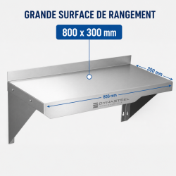 Wandregal Edelstahl 800 x 300 mm mit Aufkantung