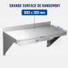 Stainless Steel Wall Shelf 800 x 300 mm with Backsplash