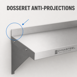 Étagère Murale Inox 800 x 300 mm avec Dosseret