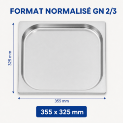 Bac Gastro GN 2/3 Inox — Profondeur 20 mm, 1,35 L