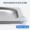 Bac Gastro GN 2/3 Inox — Profondeur 20 mm, 1,35 L