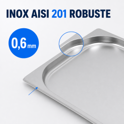 Bac Gastro GN 2/3 Inox — Profondeur 20 mm, 1,35 L