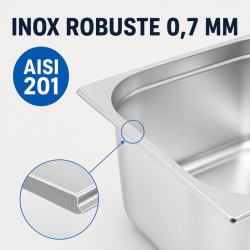 Bac Gastro GN 2/3 Inox 13 L - Profondeur 150 mm