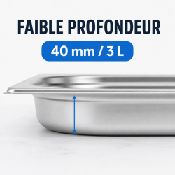 Bac Gastro GN 2/3 Inox — 40 mm, 3 L, Spülmaschinenfest