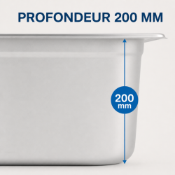 Bac Gastro GN 2/3 Inox 18 L - Tiefe 200 mm