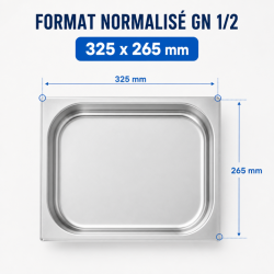 Bac Gastro GN 1/2 Inox - 40 mm - 2 L | Dynasteel