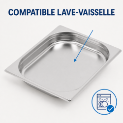 Bac Gastro GN 1/2 Inox - 40 mm - 2 L | Dynasteel