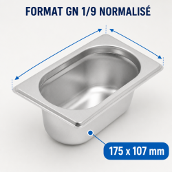 Gastro GN 1/9 Edelstahlbehälter - Tiefe 65 mm - 0,6 L