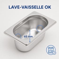 Gastro GN 1/9 Edelstahlbehälter - Tiefe 65 mm - 0,6 L