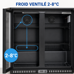 Arrière-Bar Réfrigéré 209 L 2 Portes Vitrées — Ventilé