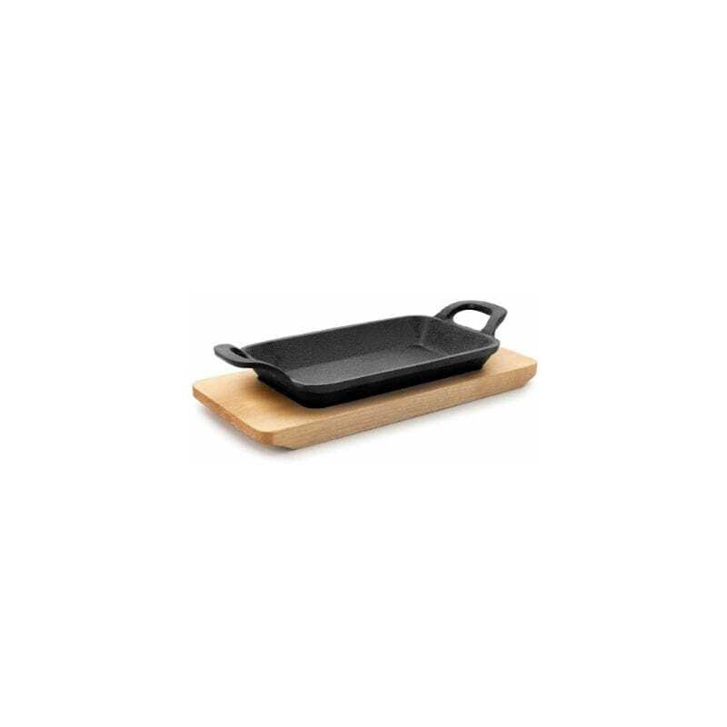 Mini Plancha Grill Glatt mit Holzsockel - 225 x 100 mm Lacor