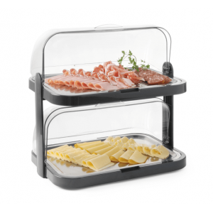 Vitrine Buffet mit Schiebedach UNIQ - 2 Tabletts - Schwarz - HENDI