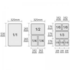 GN 1/1 tray for Chafing Dish with 2 compartments Hendi