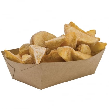 Pommes-frites-Schale aus Kraftpapier - L 100 x B 60 mm - Umweltfreundlich - Packung mit 250