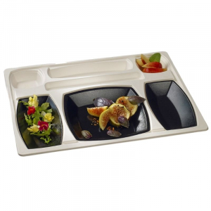 Kit Plateau Repas Gala Blanc et Noir - 432 x 332 mm - Lot de 15