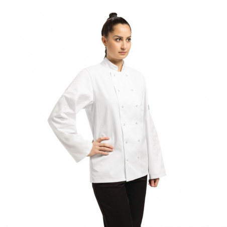 Weiße Unisex-Kochjacke mit langen Ärmeln Vegas - Größe M - Whites Chefs Clothing - Fourniresto