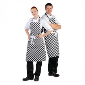 Tablier Bavette À Carreaux Noirs Et Blancs 970 X 710 Mm  - Whites Chefs Clothing - Fourniresto