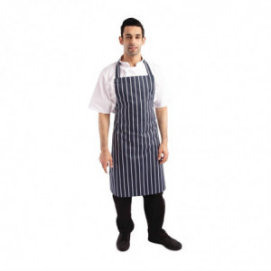 Apron Bib Without Pocket Striped Navy And White 965 X 710 Mm - Whites Chefs Clothing - Fourniresto