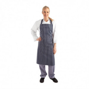 Schürze Latz Ohne Tasche Gestreift Marineblau Und Weiß 965 X 710 Mm - Whites Chefs Clothing - Fourniresto