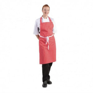 Schürze Latz Gestreift Rot Und Weiß 710 X 970 Mm - Whites Chefs Clothing - Fourniresto