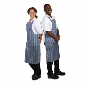 Tablier Bavette Déperlant Rayé Bleu Et Blanc 1016 X 711 Mm - Whites Chefs Clothing - Fourniresto