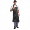 Black and White Striped Kitchen Apron 760 x 970 mm - Whites Chefs Clothing - Fourniresto