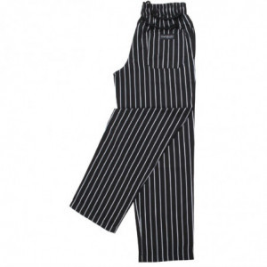 Mixed Black and White Striped Baggy Kitchen Pants - Size S - Chef Works - Fourniresto