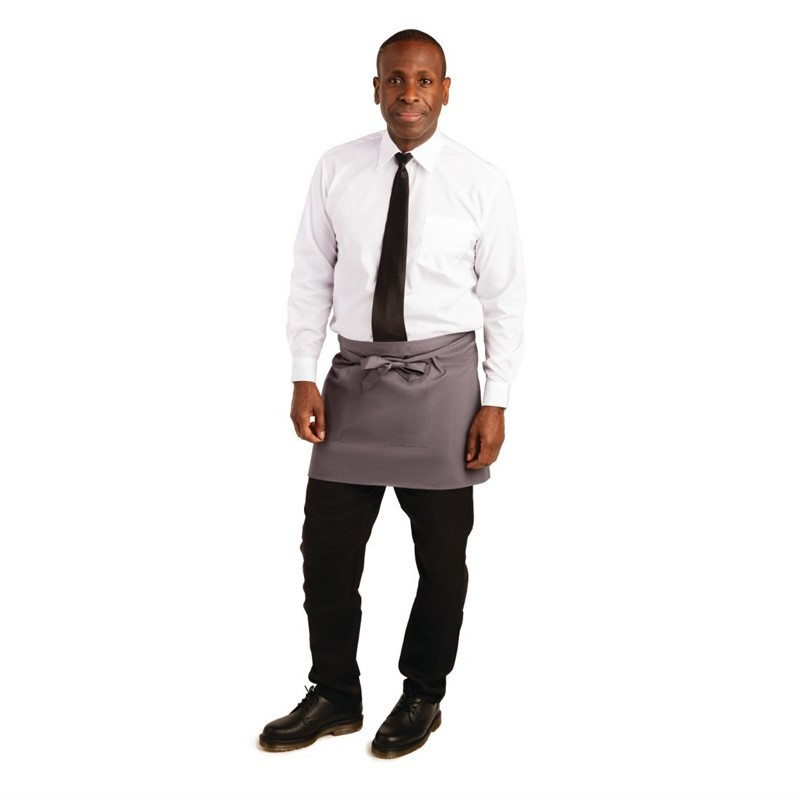 Kurze anthrazitgraue Kellnerschürze aus Polycotton 750 x 373 mm - Whites Chefs Clothing - Fourniresto