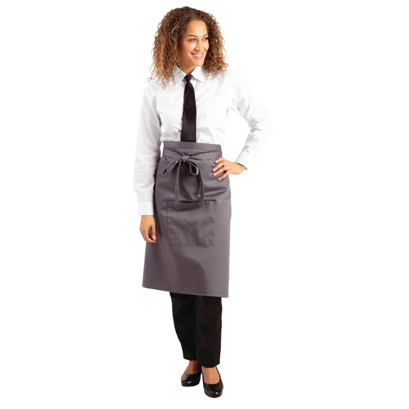 Anthracite Grey Server Apron in Polycotton 1000 x 700 mm - Whites Chefs Clothing - Fourniresto