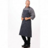 Premium Woven Bib Apron with Navy Blue and White Stripes - Chef Works - Fourniresto