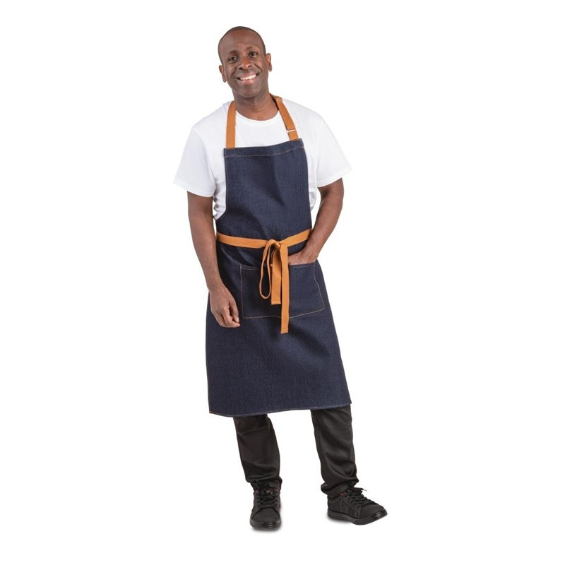 Tablier de Serveur Denim Bleu avec Ceinture en Coton 1000 x 700 mm - Whites Chefs Clothing - Fourniresto