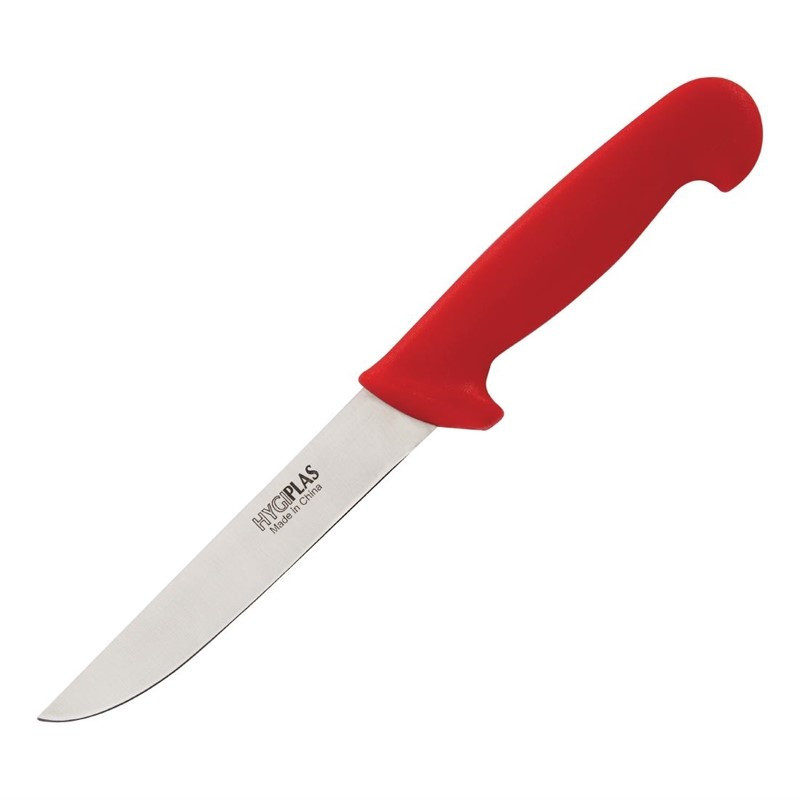 Couteau À Désosser Rouge Lame Rigide 15 Cm - Hygiplas - Fourniresto