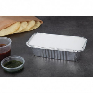 Waxed Cardboard Lid for Large Rectangular Aluminum Tray - Pack of 500 - Fiesta - Fourniresto