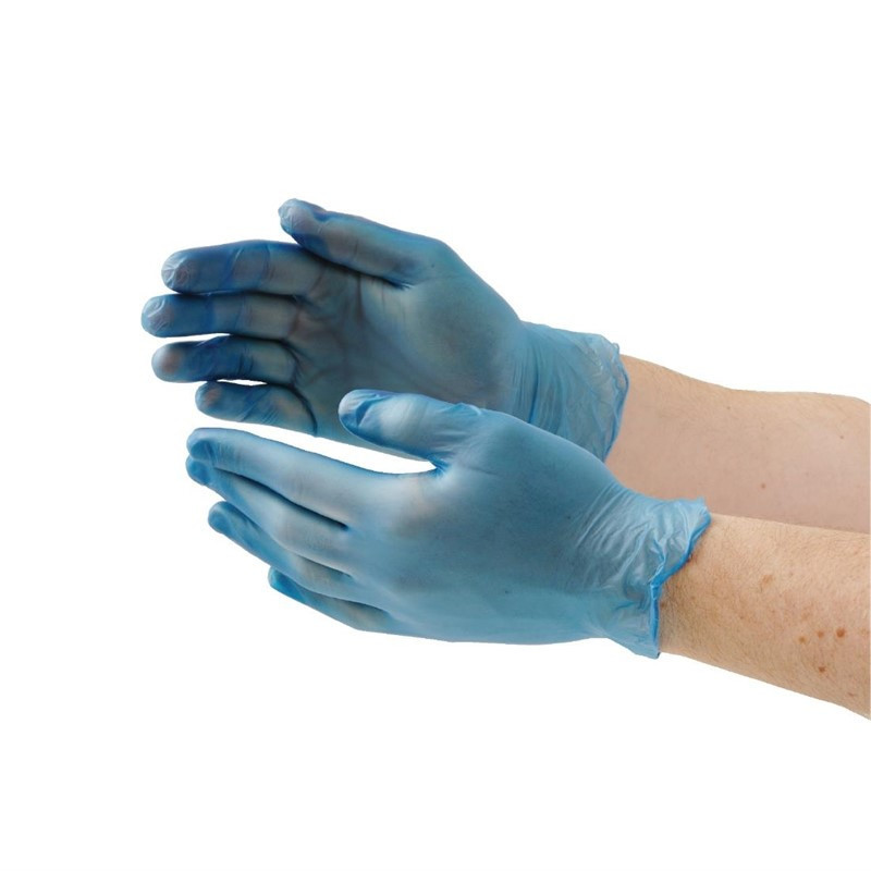 Lebensmittelsichere Vinylhandschuhe, unsteril, blau, Größe XL - 100er-Pack - Vogue - Fourniresto