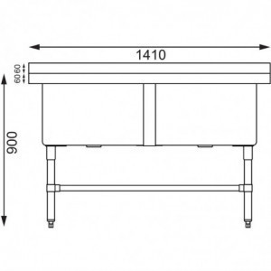 Doppelwaschbecken mit hoher Rückwand 2 x 100 l 1410 x 600 mm - Vogue - Fourniresto