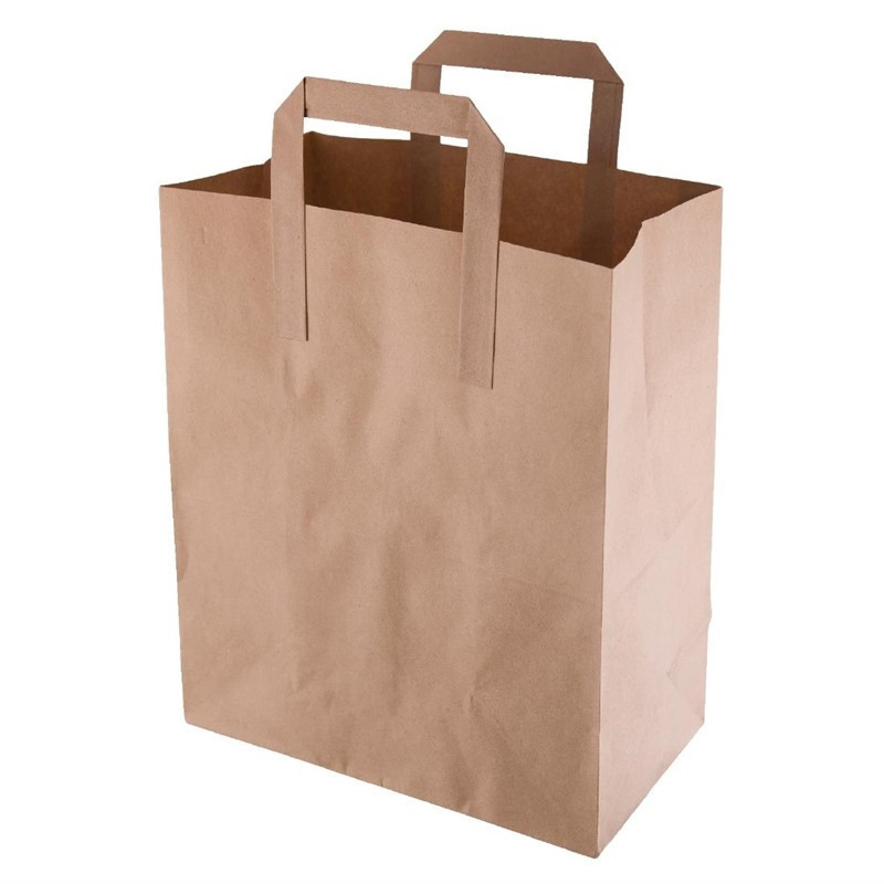 Grand Sac En Papier Recyclable Marron 305 X 254 Mm - Lot De 250 - Fiesta Green - Fourniresto