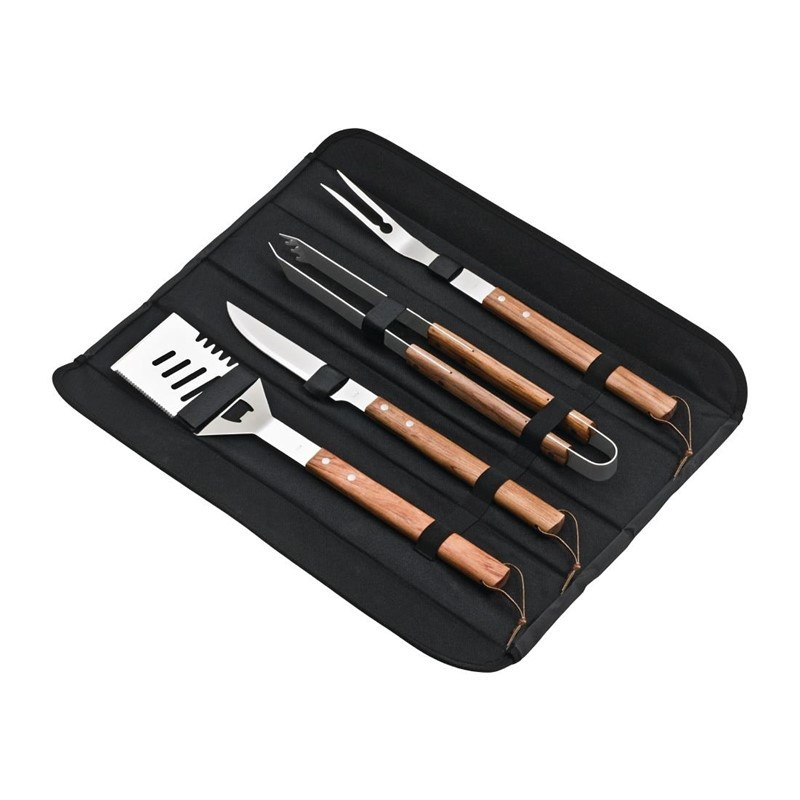 Kit Barbecue en Inox et Bois 4 Ustensiles - DEGLON - Fourniresto