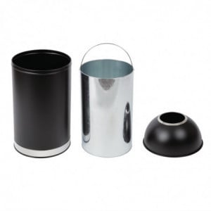 Open Dome Black Steel 40L Trash Can - Bolero - Fourniresto