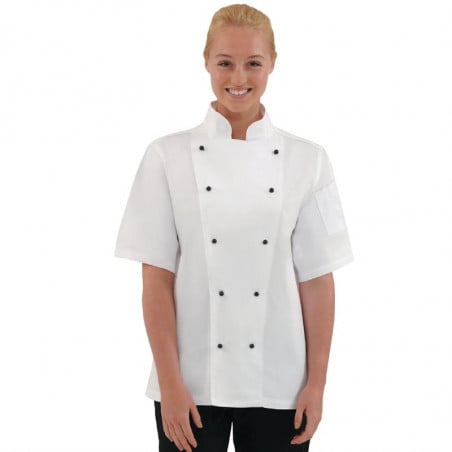 Veste De Cuisine Mixte Chicago Manches Courtes Blanche Taille Xs - Whites Chefs Clothing - Fourniresto