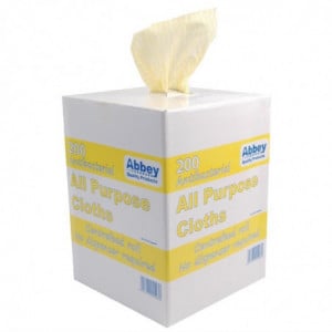 Yellow Antibacterial All Purpose Cloths - 200 Cloths - Jantex