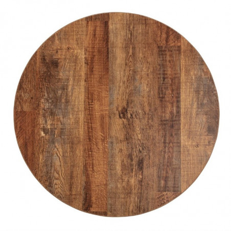 Round Table Top with Aged Wood Effect - 600mm - Bolero