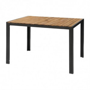 Rectangular Steel and Acacia Table - 120 cm - Bolero - Fourniresto