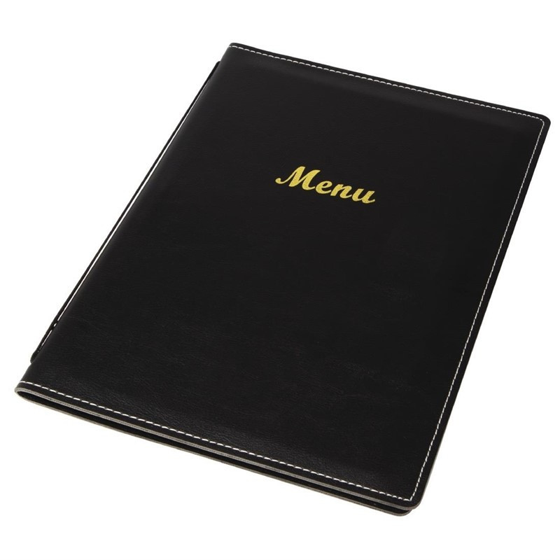 Protective Menu in Black Faux Leather A5 - Olympia - Fourniresto