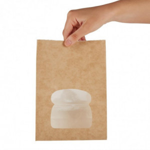 Black recyclable kraft sandwich bags with window - Pack of 250 - Colpac - Fourniresto