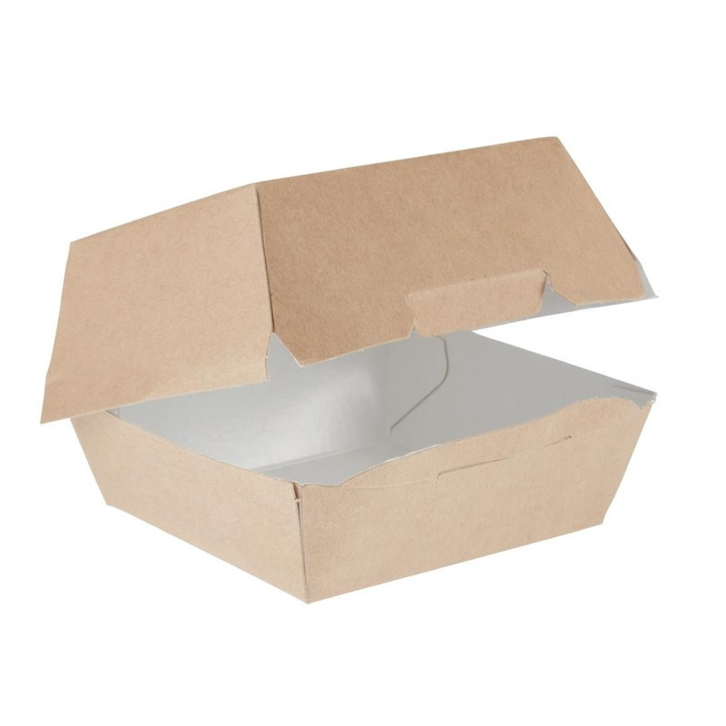 Large Compostable Kraft Burger Boxes - 135mm - Pack of 250 - Colpac