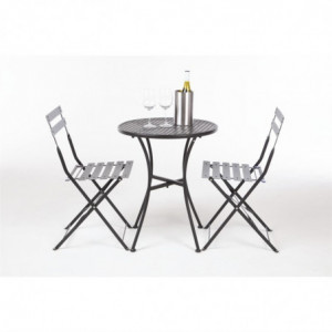 Round Perforated Steel Bistro Table - Black - 600mm - Bolero - Fourniresto